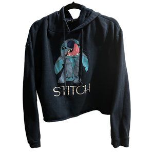 Disney size XL Stitch navy blue cotton blend cropped hoodie